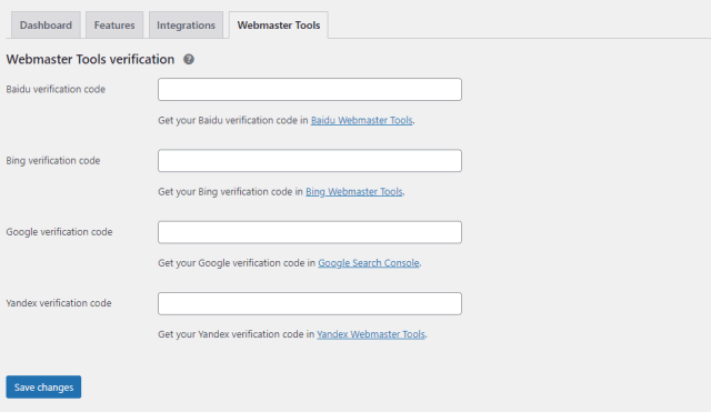 WP Webmaster Tools Verification