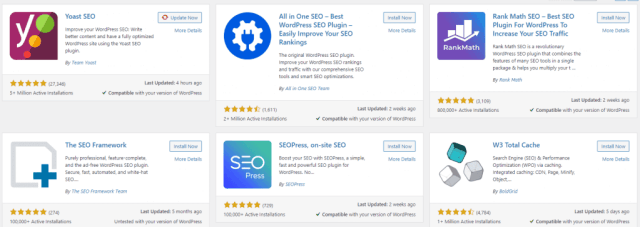 Overview of wp SEO Plugins